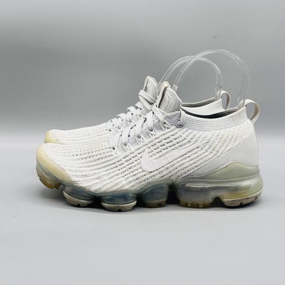 Nike Shoes Womens 7 Triple White Air Vapormax Flyknit Running Athletic Sneakers - Picture 4 of 9